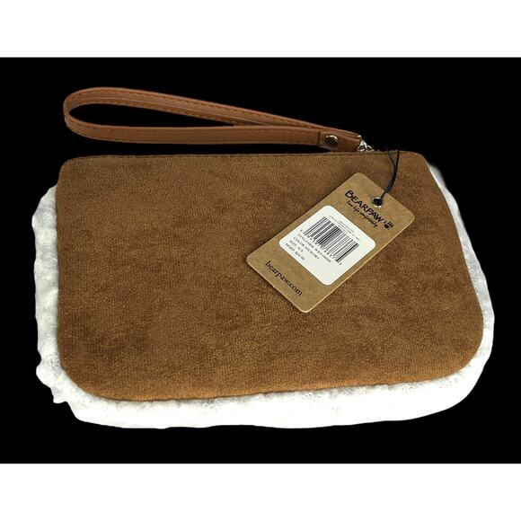 NEW Bearpaw WRISTLET Faux Suede & Sherpa Handbag Purse Mini Bag Brown Faux Fur - Picture 3 of 9